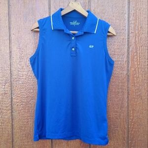 Vineyard Vines Navy Blue White collared Tennis summer Tank Whale size Small